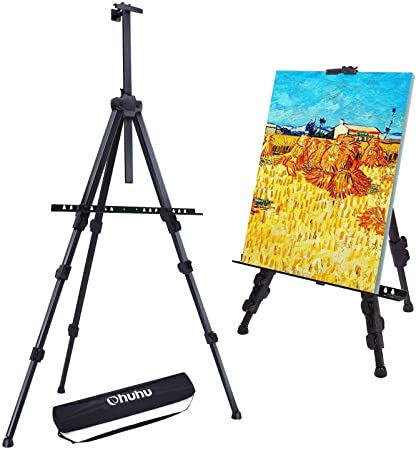 Ohuhu Easel for Painting, Easel Stand 53cm -167cm Height Adjustable Easel, Indoor/Outdoor Picture/Poster/a2 a3 a4 Canvas Display Stand with Carry Bag, Black