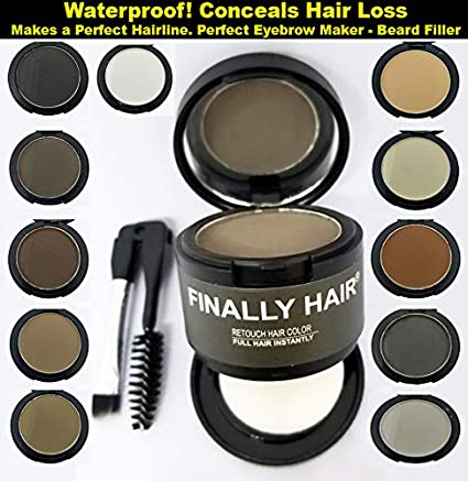 Finally Hair Pure White Dab-on Hair Fibers & Hair Loss Concealer, Hairline Creator, Eye Brow Enhancer, and Beard Filler. Dab-on Hair Fiber Shadow Powder (Pure White)
