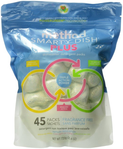 Method Smarty Dish Dishwasher Plus Tablets, Fragrance Free, 45 Count