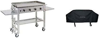 Blackstone 36 inch Stainless Steel Outdoor Flat Top Gas Grill Griddle Station - 4-burner - Propane Fueled - Restaurant Grade - Professional Quality with Cover