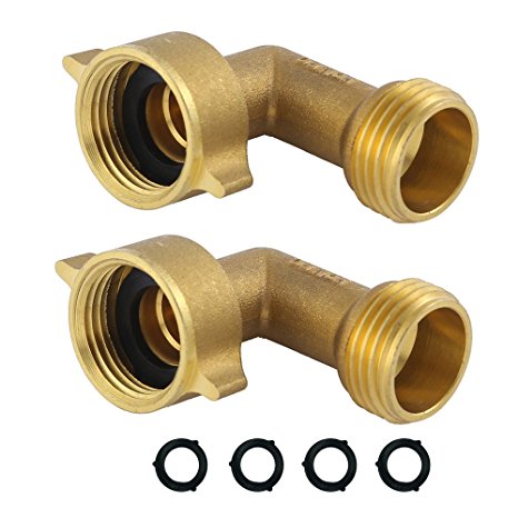 HQMPC Garden Hose Elbow Connector 90 Degree Brass Hose Elbow (2Pcs)  Extra 4 Pressure Washers