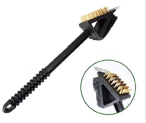 High Quality Grill Brush Barbecue Grill Brush with heavy duty 3-in-1 features by Prozonian Products Deluxe best value bbq grill brush with brass bristlesstainless steel scraperscouring pad a wider head than others and long handled Buy now for the best barbecue cleaning brush results