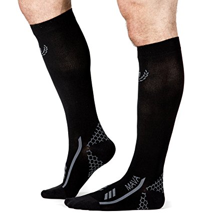 MavaSports Compression Socks for Running, Jogging, Cross Training, Workouts, Basketball, Hiking, Tennis, Cycling -Ankle, Calf and Leg Support Recovery & Relief