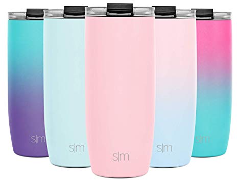 Simple Modern 20oz Voyager Travel Mug Tumbler w/Clear Flip Lid & Straw - Coffee Cup Vacuum Insulated Flask 18/8 Stainless Steel Hydro Water Bottle -Blush