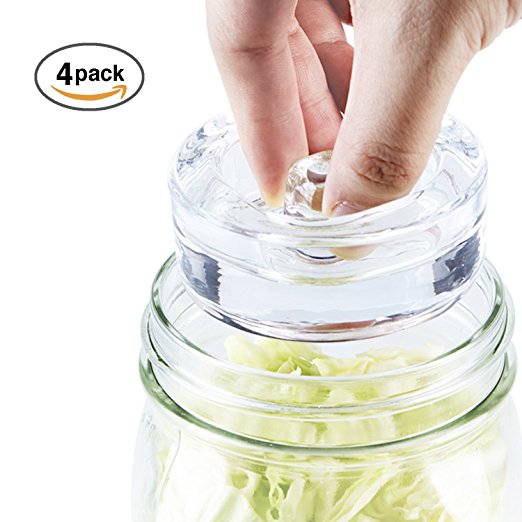 4-Pack of Fermentation Glass Weights with Easy Grip Handle for Wide Mouth Mason Jar