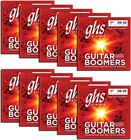 GHS Strings GHS Boomers Roundwound Electic Guitar Strings Extra Light GBXL 10 Pack (9-42)
