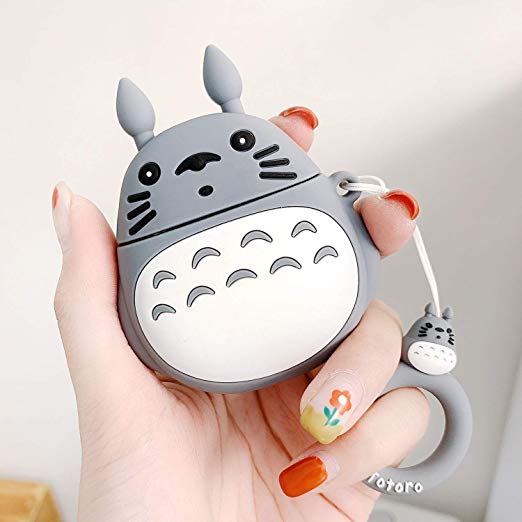 Coralogo Compatible with Airpods 1/2 Cute Case,Cartoon Character Silicone Animal Airpod Designer Skin Kawaii Funny Fun Cool Keychain Design Cover Kids Teens Air pods Cases for Girls Boys(3D Totoro)