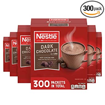 Nestle Hot Chocolate Packets, Dark Chocolate Flavor Hot Cocoa Mix, Made with Real Cocoa, 0.71 oz Sachets, Bulk Pack (300 Count)