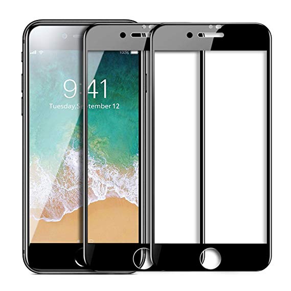 Zayooe Tempered Glass Screen Protector Compatible for iPhone 7 Plus / 8 Plus (2 Pack), 6D Full Coverage, Anti Scratch and Fingerprint, Bubble Free