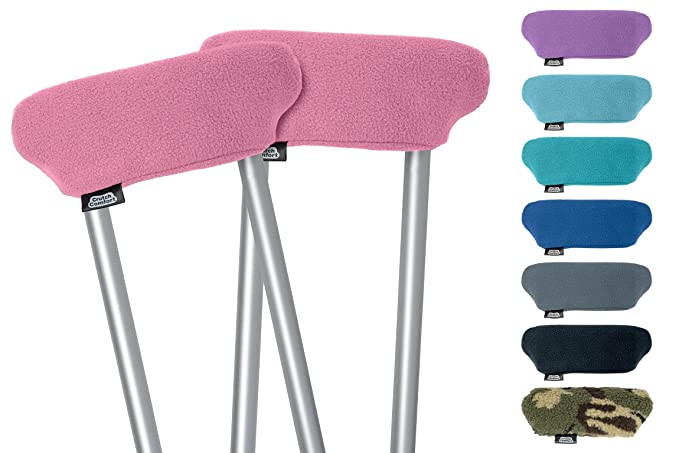 Universal Crutch Underarm Pad Covers - Luxurious Soft Fleece with Sculpted Memory Foam Cores (Perfect Pink)