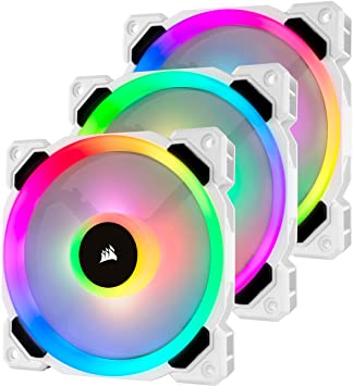 Corsair LL120 LL Series, 120 mm Dual Light Loop RGB LED, PWM, High Airflow Fan - White (Triple Pack with Lighting Node PRO)