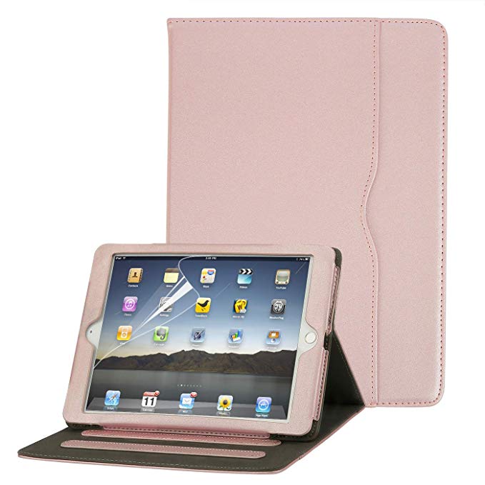 HDE Case for iPad 9.7 2018 2017 Leather Case with Screen Protector - Professional Folio Cover with Smart Magnetic Closure, Multiple Viewing Angles and Pocket for Apple iPad 6th 5th Generation