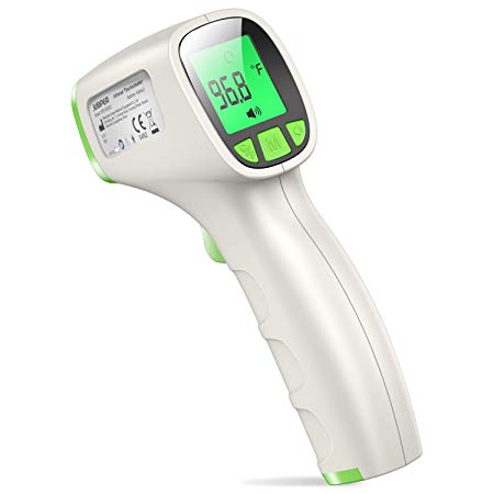 Jumper Digital Non-Contact Thermometer for Forehead and Object Surface Measurement with Instant Reading, Fever Alarm, CE and FDA Approved for Baby, Children, Adults (Green)