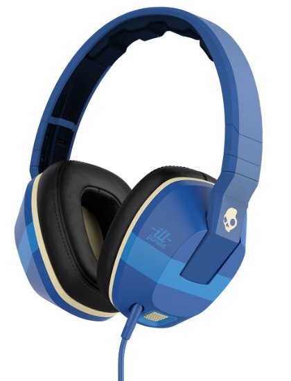 Skullcandy Crusher Headphones with Built-in Amplifier and Mic, ILL Famed Royal and Cream