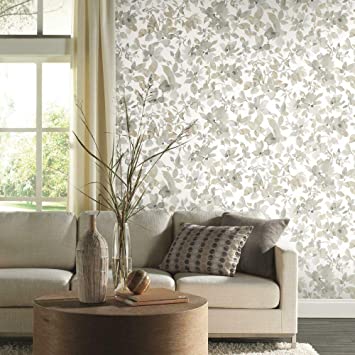 RoomMates RMK11235WP Neutral Watercolor Floral Peel and Stick Wallpaper, Tan