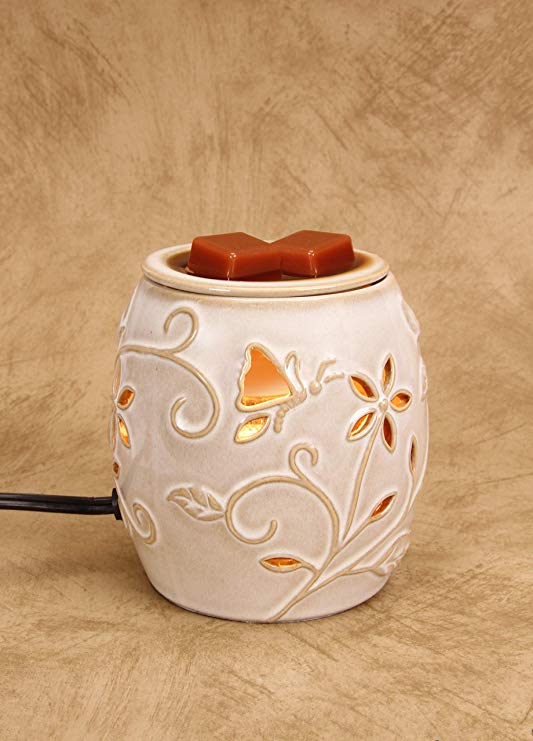 Darice Electric Ceramic Wax Warmer: Beige Floral & Nature Design