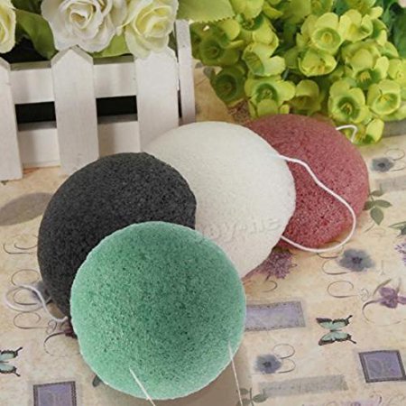 Yosoo Natural Konjac Sponge Facial Puff Face Wash Cleansing& Exfoliating Beauty Sponges 4 Pack - Hemisphere Shape