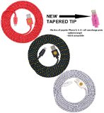 NEWLY DESIGNED High Quality - 6ft2m Braided Nylon Lightning Charging Cables for Apple iPhone 5 5C 5S iPhone 6 6 Plus iPad 4 Mini iPod Touch 5Nano 7 8 pin to USB -3packred black white