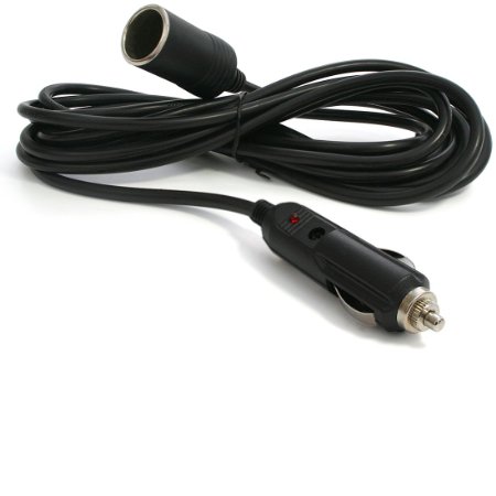 TireTek Premium 12V Car Cigarette Lighter Socket Extension Cord 15 Cable Fused Black