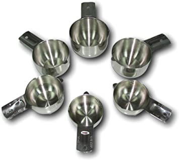 ChefsGrade Stainless Steel Measuring Cups - Highly Polished Exterior, Satin Interior, 6 Piece Set