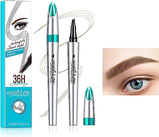 Eyebrow Pencil-Microblading Pencil for Eyebrows-Waterproof liquid Eyebrow Pencil - with a Micro Fork Tip Applicator-eyebrow microblading pen-Creates Natural Looking Eyebrow for daily eye Makeup（01#Light Brown）