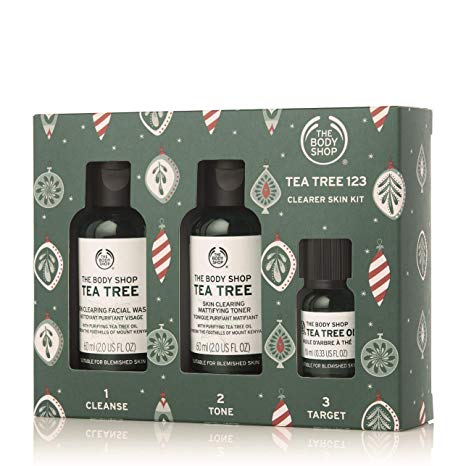 The Body Shop Tea Tree Gift Set, Simple 3-Step Routine With Tea Tree Face Wash, Toner, Oil