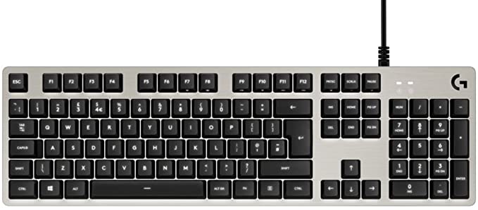 Logitech G413 Mechanical Gaming Keyboard, Backlit Keys, Romer-G Tactile Key Switches, Brushed Aluminum Case, Customizable, USB Pass Through, QWERTY UK Layout - Silver/Black