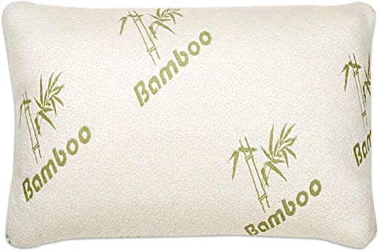 Bamboo Pillow (40% Bamboo Viscose/60% Polyester), Removable Zipper Cover, Cool Comfort & Firm Neck Support Shredded Memory Foam Fill 1PC King Size (18" x 36") Bed Pillow