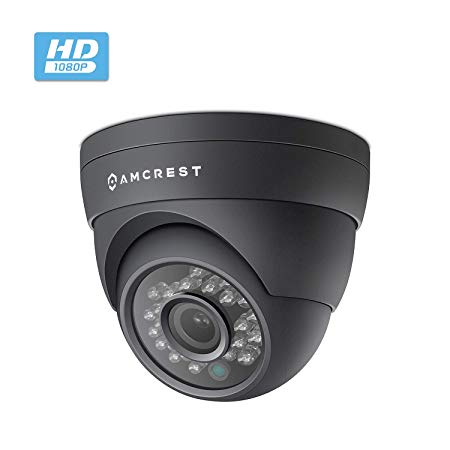 Amcrest Full HD 1080P 1920TVL Dome Outdoor Security Camera (Quadbrid 4-in1 HD-CVI/TVI/AHD/Analog), 2MP 1920x1080, 65ft Night Vision, Metal Housing, 2.8mm Lens 95° Viewing Angle, Black (AF-2MDT-28B)