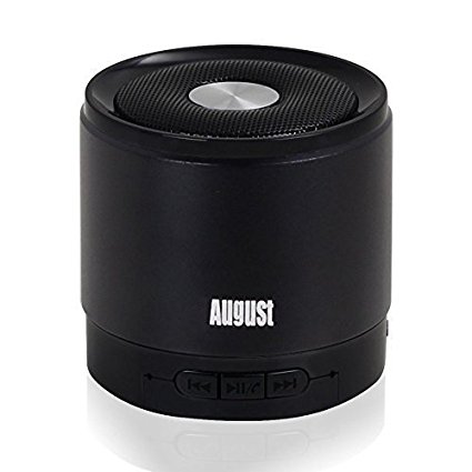 August MS425 - Portable Bluetooth Speaker with Microphone - Powerful Wireless Speaker and Mobile Phone Hands Free Kit - Compatible with iPhones, Samsung, Galaxy,Nokia, HTC, Blackberry, Google, LG, Nexus, iPad, Tablets, Mobile Phones, Smartphones, PC's, Laptops etc