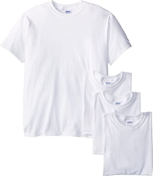 Gildan Men's Short Sleeve 4-Pack Cotton Jersey T-Shirt, White, Large