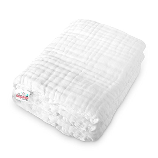 Coney Island Cotton White Muslin 6 Layer Multi Use Blanket Or Towel Extra large 45" By 45 Inch Fluffy, Warm & Soft