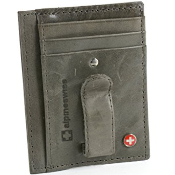 Alpine Swiss Mens Money Clip Genuine Leather Minimalist Slim Front Pocket Wallet