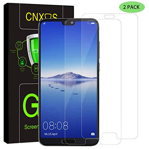 [2 Pack] Screen Protector Compatible for Huawei P20 Pro, CNXUS Huawei P20 Pro Tempered Glass Film Ultra Clear 9H Hardness Anti-Oil, Scratch and Bubble-Free, 3D Touch