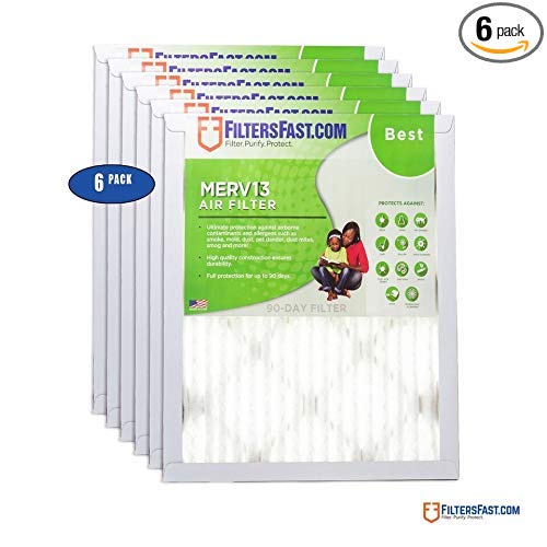 18" x 20" x 1" (Actual Size: 17.75" x 19.75" x 0.75") 1" Pleated Air Filter MERV 13 6-Pack by Filters Fast