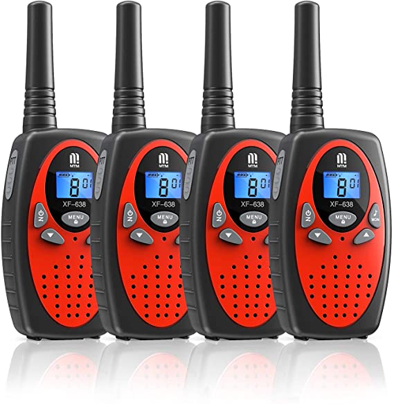 Walkie Talkies for Kids,MTM 4Pack Walkie Talkies 22 Channels Two Way Radios Handheld Long Range Clear Sound with Noise Cancelling for Camping Hiking（Red）