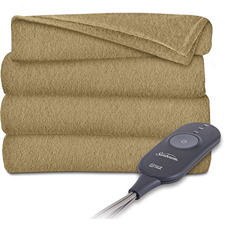 Sunbeam Heated Electric Throw Blanket Fleece Extra Soft, Acorn, 50 in. x 60 in.