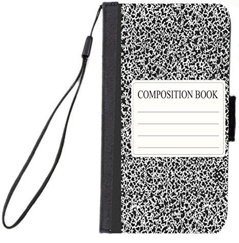 UKBK Black Composition Notebook Design iPhone 7 Plus Premium PU Leather Wallet Flip Case with Kickstand and Magnetic Flap for iPhone 7 Plus
