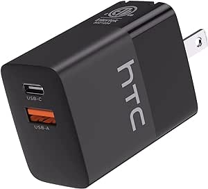 HTC 33W USB C Charger 2 Ports, Type C Wall Charger GaN Fast Charging Block with 20W USB A Power Adapter with Foldable Plug for iPhone13/13 Pro/13 Pro Max/12/11, iPad/iPad Mini, Samsung S22