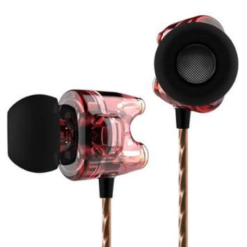 TTPOD T1 High Fidelity Definition Dual Dynamic Professional In-ear Earphone Transparent Red