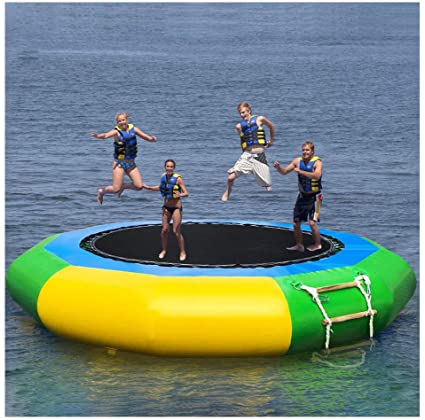Wotryit 10 Ft Inflatable Water Trampoline Bounce Swim Platform Inflatable Bouncer Jump Water Trampoline Bounce Swim Platform for Water Sports