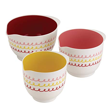 Cake Boss Countertop Accessories 3-Piece Melamine Mixing Bowl Set, “Icing” Pattern, Print