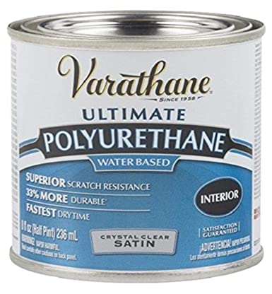 Rust-Oleum Varathane 200261H 1/2-Pint Interior Crystal Clear Water-Based Polyurethane, Water-Based Satin Finish