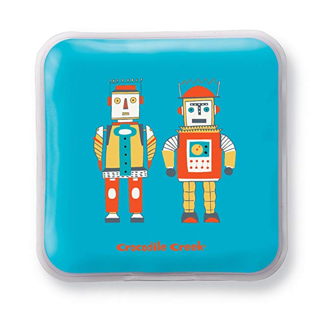 Crocodile Creek Eco Kids Reusable Teal Boy Robot Set of Two Ice Packs for Lunch Boxes, 5"