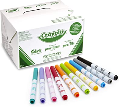 Crayola Fabric Marker Classpack, Ten Assorted Colors, 80 Count