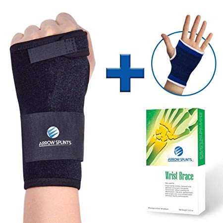 Wrist Brace & Hand Support   Wrist Support Sleeve for Carpal Tunnel, Arthritis, Wrist Pain Relief. Wrist Splint has Removable Stainless Steel Support & 2 Adjustable Fasteners for Custom Fit