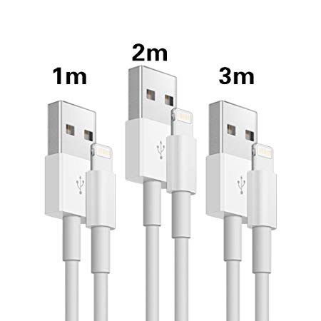 MaxTeck iPhone Charger Cable 1M/2M/3M 3-Pack, Fast Sync Charger USB Cable Charging cord Compatible with iPhone X 8 8 Plus 7 7 Plus 6s 5C SE, iPad Pro Air, iPad Mini 2 3 4, iPod - iOS10