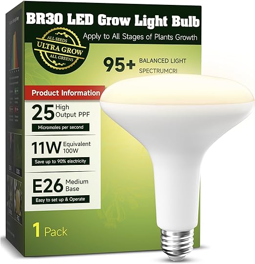Grow Light Bulbs, LED Indoor Plant Light Bulbs 100W Equivalent, 11W Full Spectrum Grow Bulbs E26 Base 4000K for Indoor House Plants, Seedlings, Greenhouse, Hydroponic