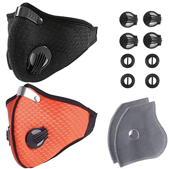 Unigear Activated Carbon Dustproof/Dust Mask - with Extra Filter Cotton Sheet and Valves for Exhaust Gas, Pollen Allergy, PM2.5, Running, Cycling, Outdoor Activities