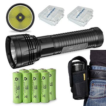 BundleNitecore EA81 LED Flashlight CREE XHP50 2150 Lumens 505 Yards Beam Distance High Performance Outdoor Searchlight by EASTSHINE 2300mAh 8AA Rechargeable Battery With EASTSHINE EB144 Battery Box